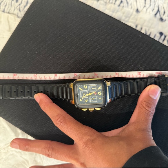 Michele black gold watch
